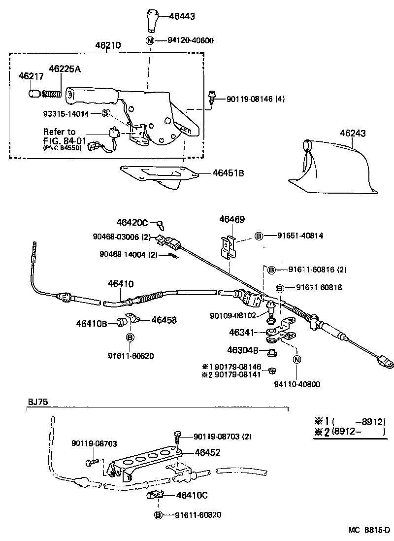 46451-60080 BRACKET, PARKING BRAKE CABLE SUPPORT product image