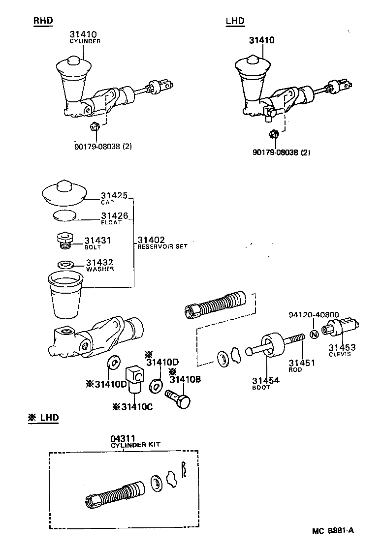 04311-14032 CYLINDER KIT, CLUTCH MASTER product image