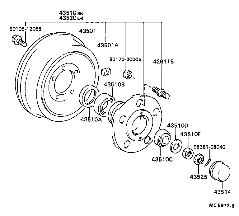 90942-02045 BOLT, HUB (FOR FRONT AXLE) product image