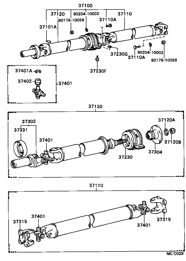 37100-24090 SHAFT ASSY, PROPELLER W/CENTER BEARING product image