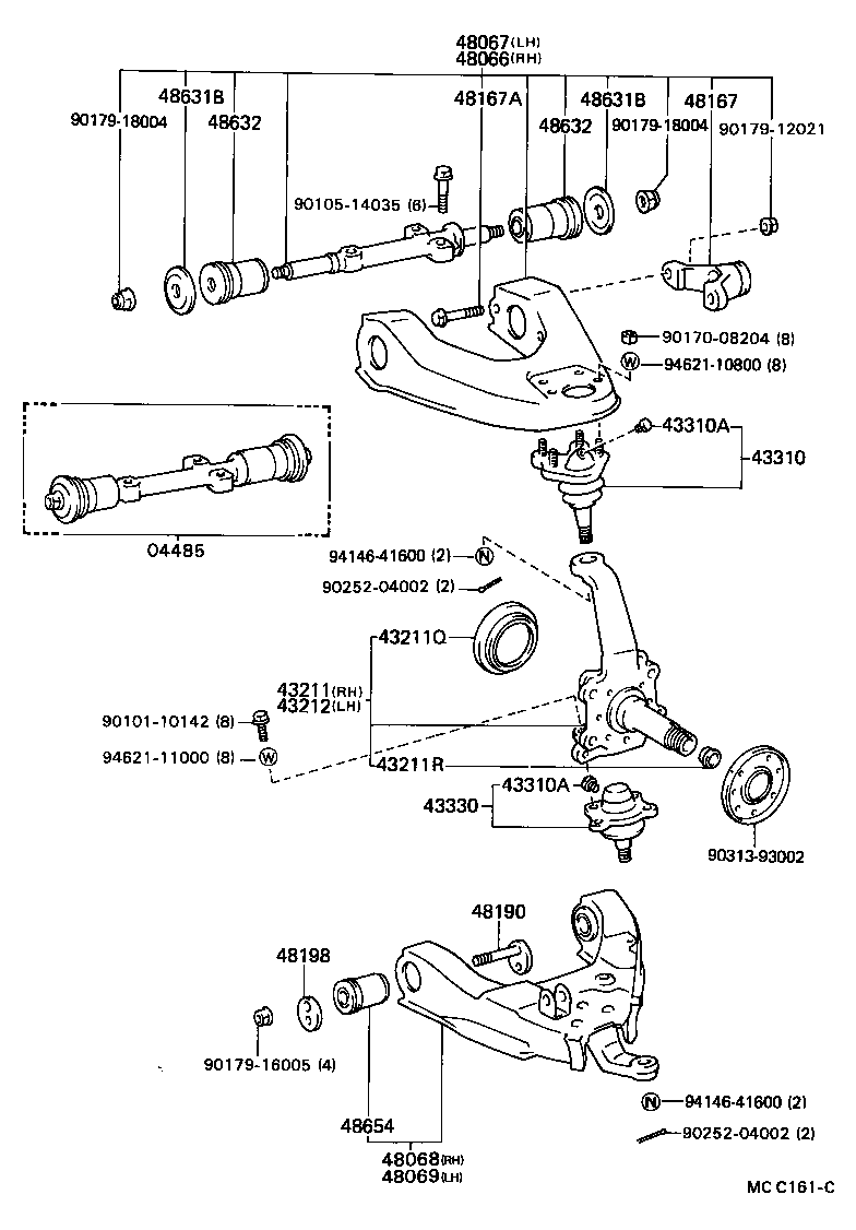04485-35040 SHAFT KIT, UPPER SUSPENSION ARM product image
