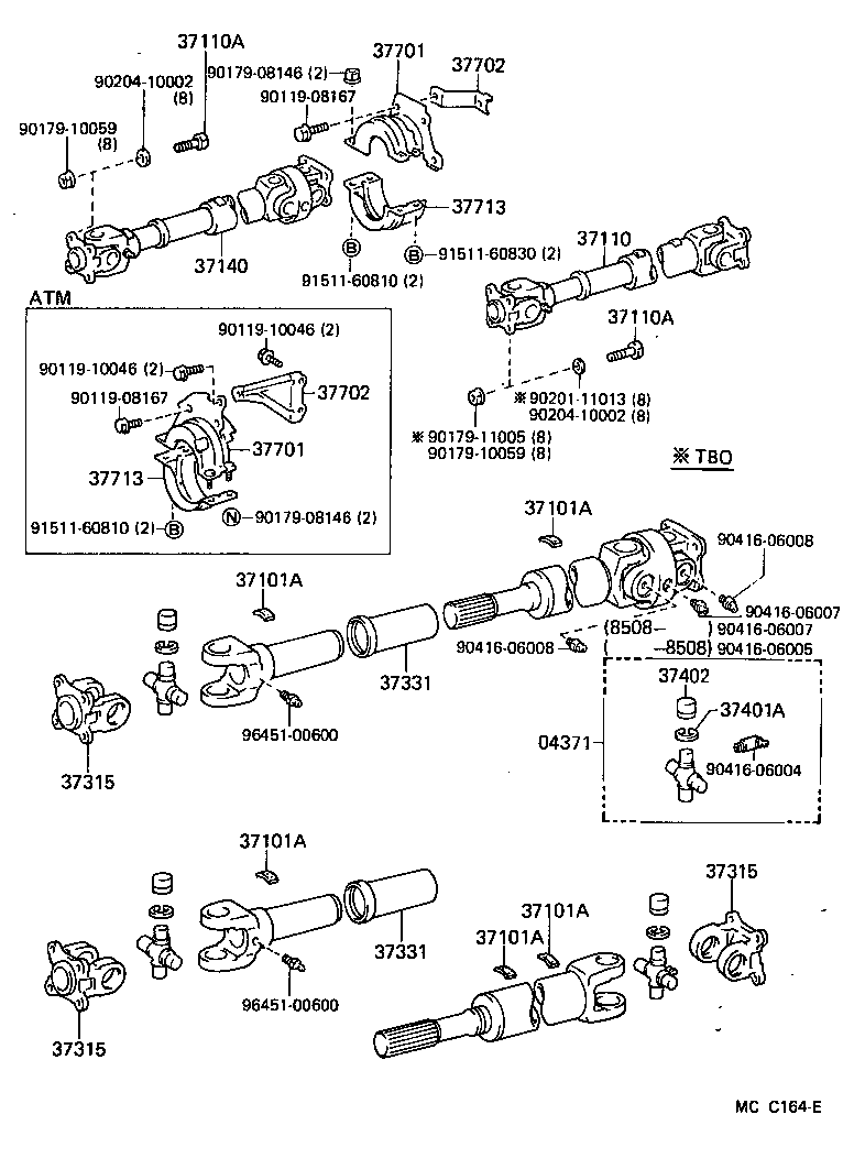 37100-35170 SHAFT ASSY, PROPELLER W/CENTER BEARING product image