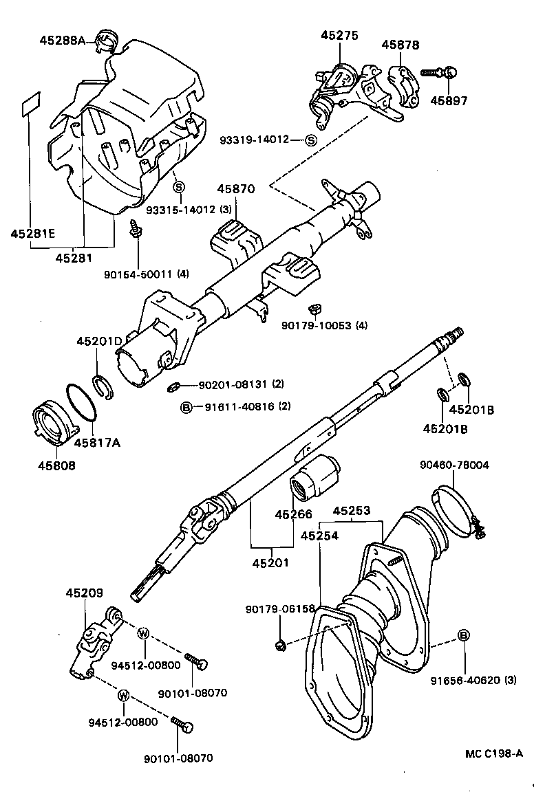 45220-20060 SHAFT SUB-ASSY, STEERING INTERMEDIATE, NO.2 product image