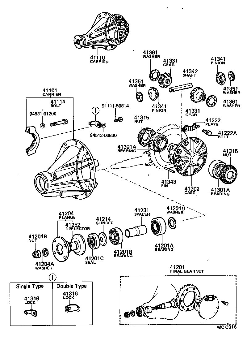 41110-28130 CARRIER ASSY, DIFFERENTIAL, REAR product image