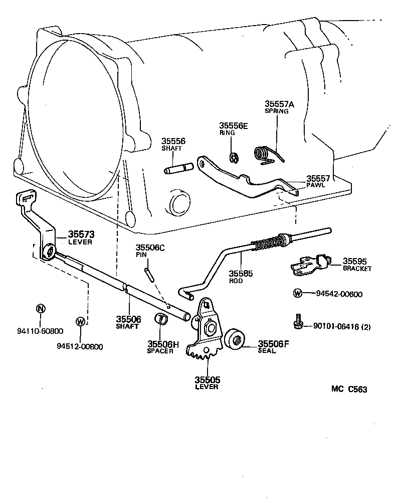 35573-26010 LEVER, TRANSMISSION CONTROL SHAFT, LH product image