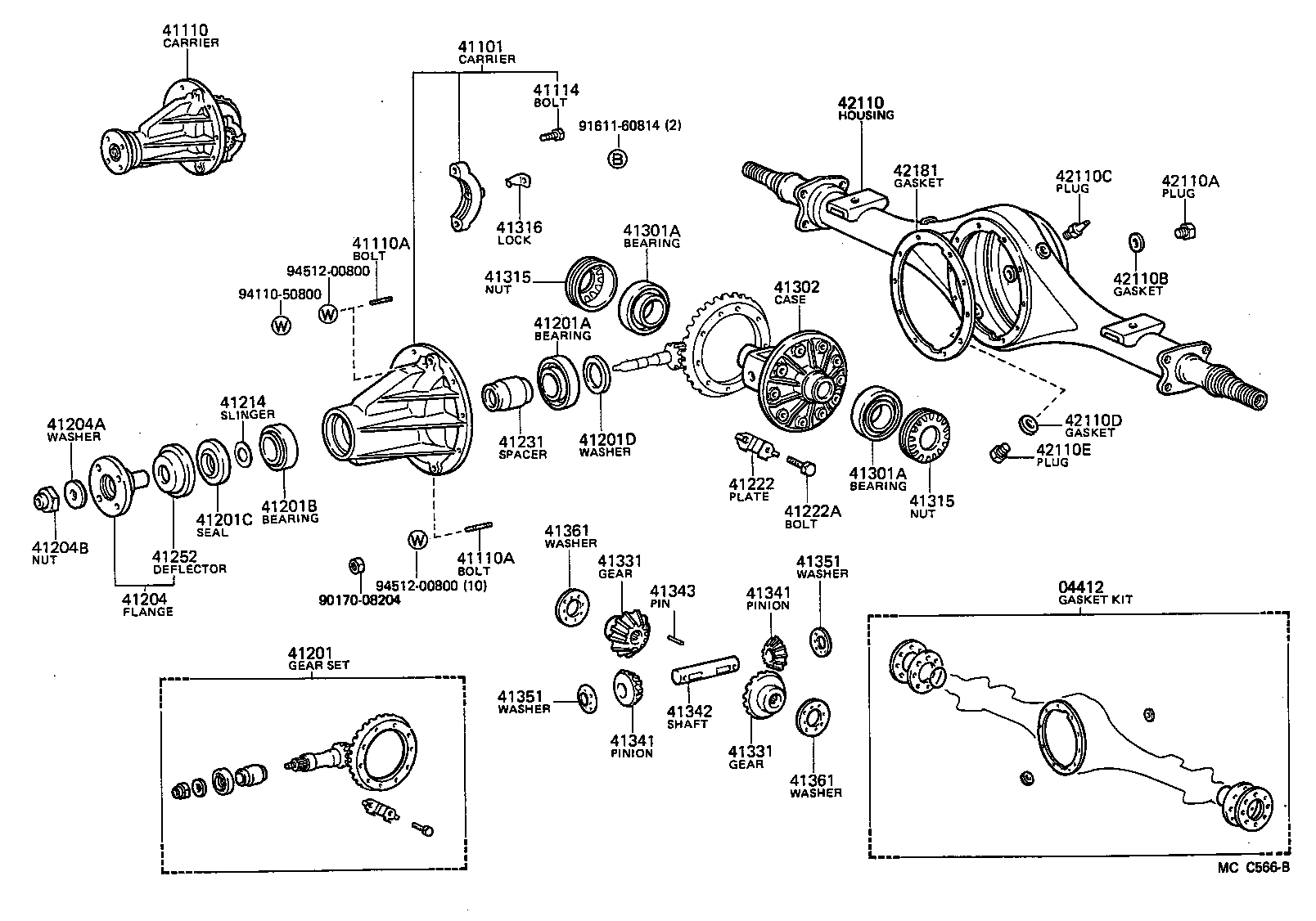 41110-25130 CARRIER ASSY, DIFFERENTIAL, REAR product image