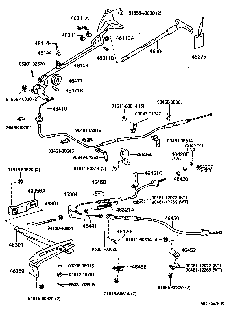 46452-26030 BRACKET, PARKING BRAKE CABLE SUPPORT, NO.2 product image