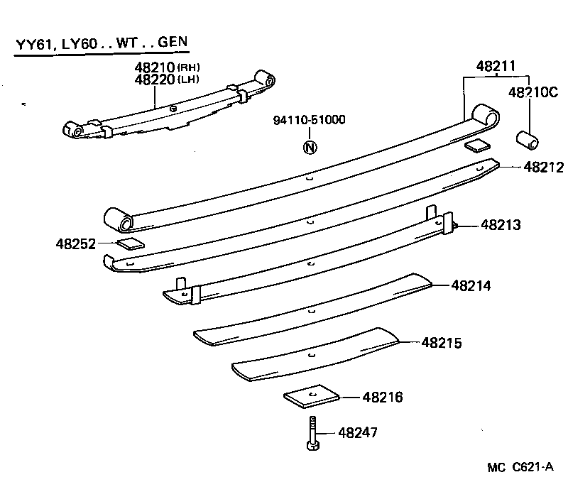 48414-25100 BRACKET SUB-ASSY, REAR SPRING, FRONT RH product image