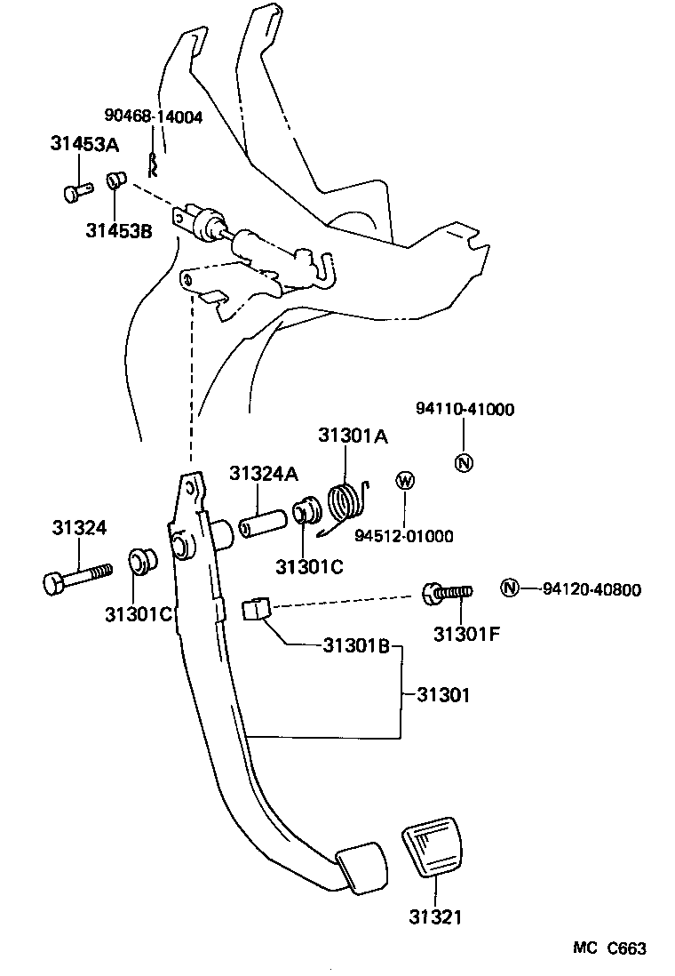 31301-27150 PEDAL SUB-ASSY, CLUTCH product image