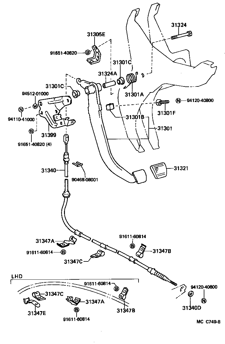 31301-27150 PEDAL SUB-ASSY, CLUTCH product image