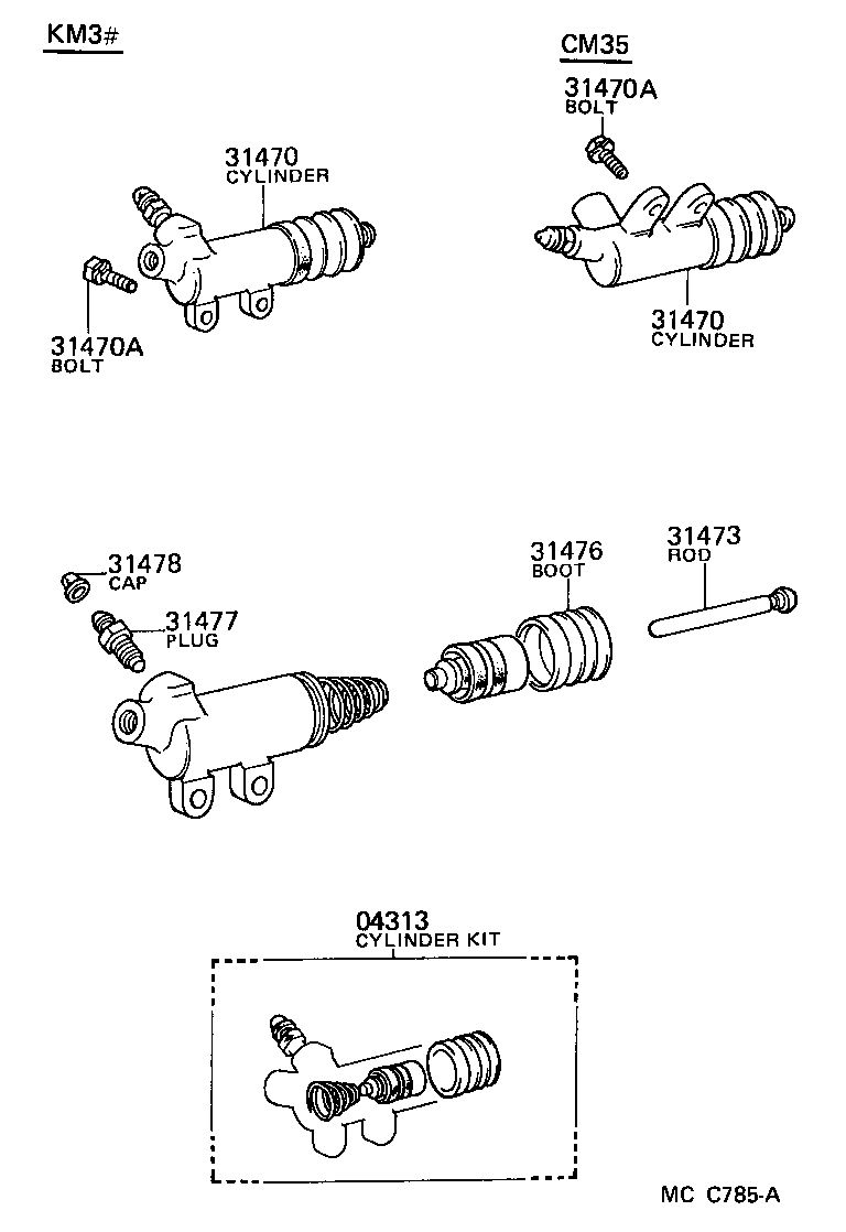 31470-35070 CYLINDER ASSY, CLUTCH RELEASE product image