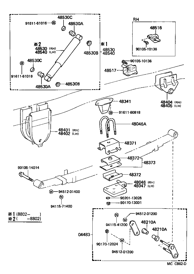 48516-27010 BRACKET, REAR SHOCK ABSORBER, UPPER RH product image
