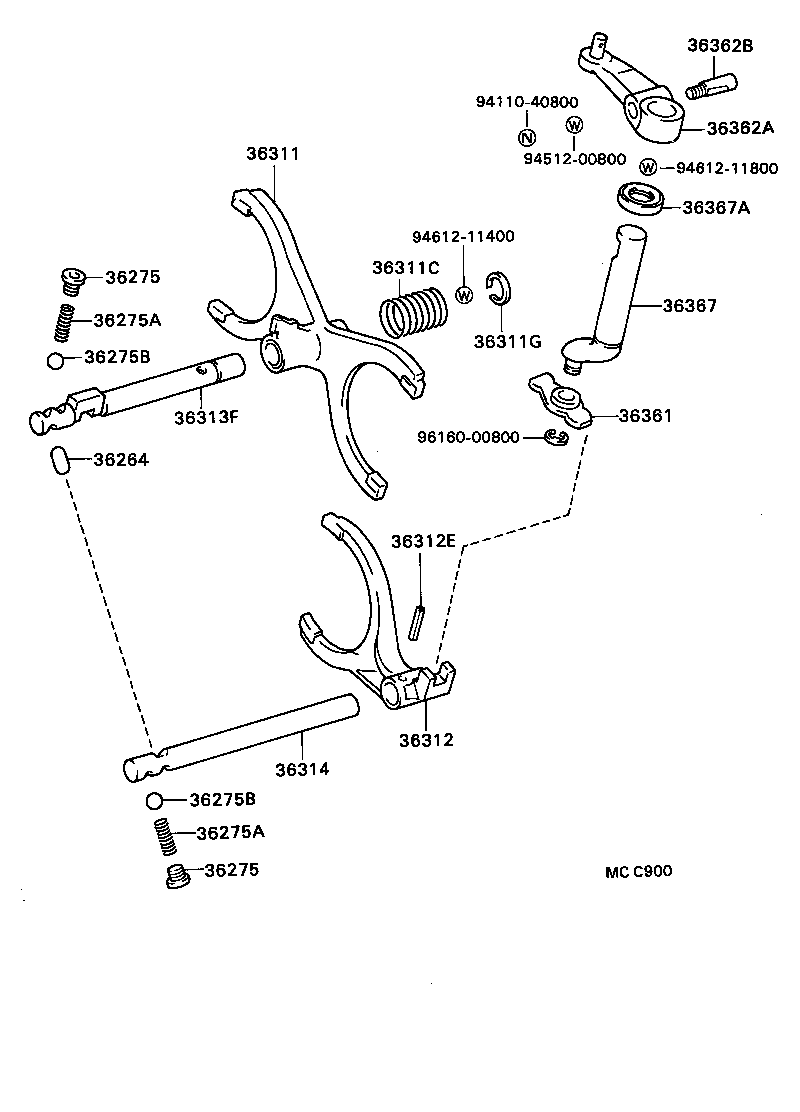 36301-28010 FORK, TRANSFER GEAR SHIFT, NO.1 product image