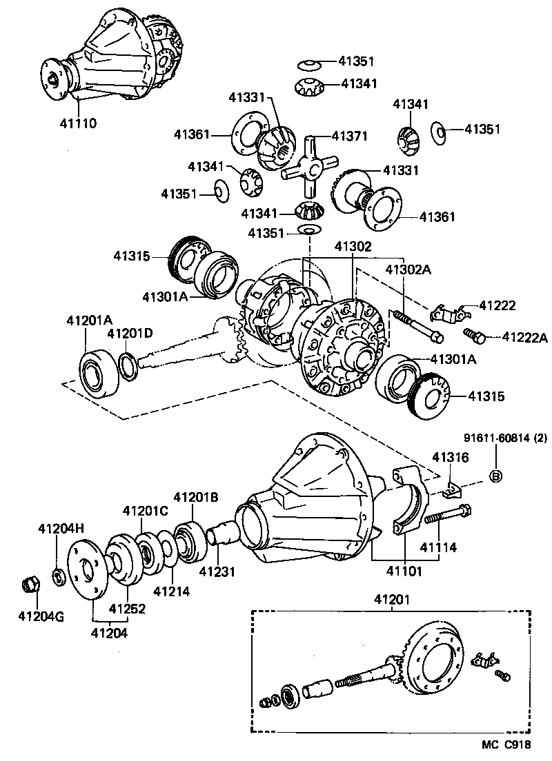 41101-60080 CARRIER SUB-ASSY, DIFFERENTIAL, REAR product image