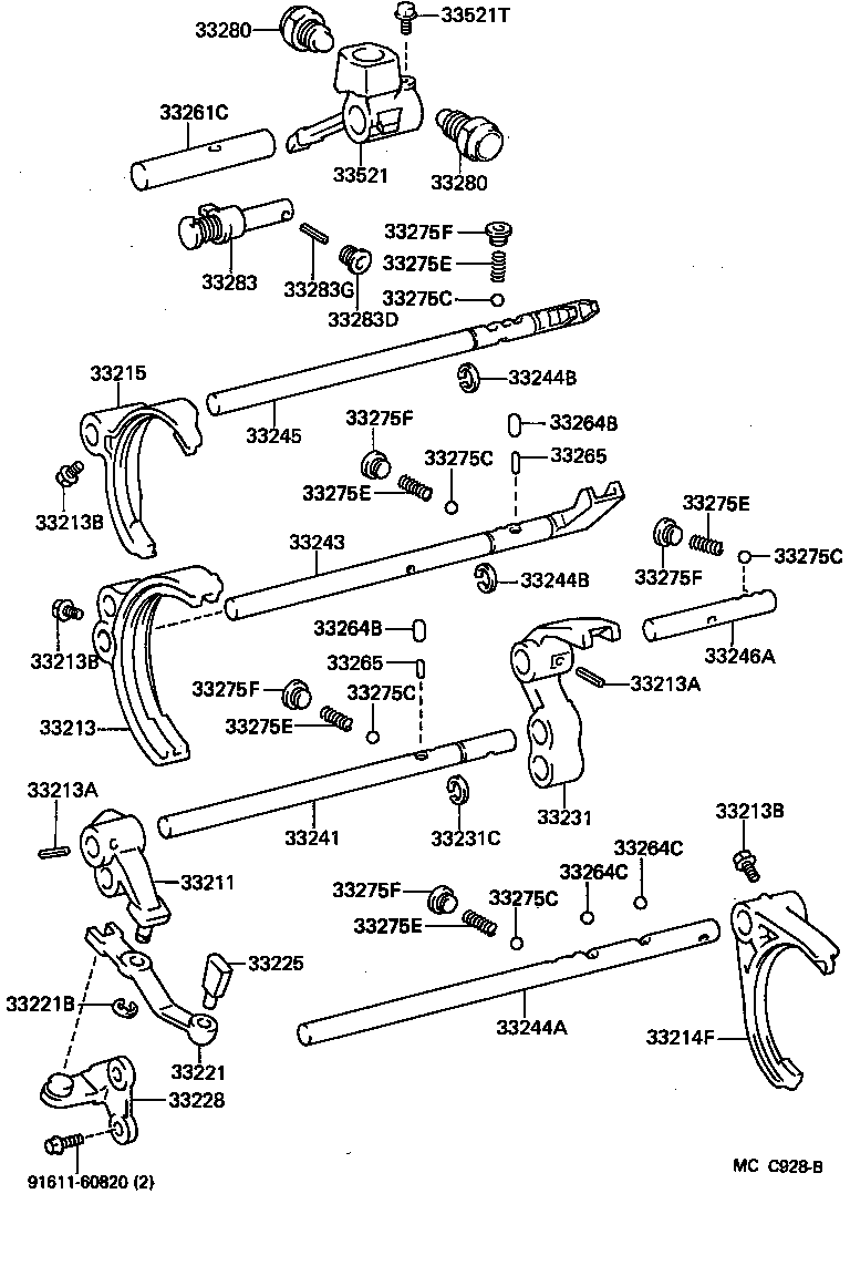 33243-60071 SHAFT, 3RD & 4TH SHIFT FORK product image