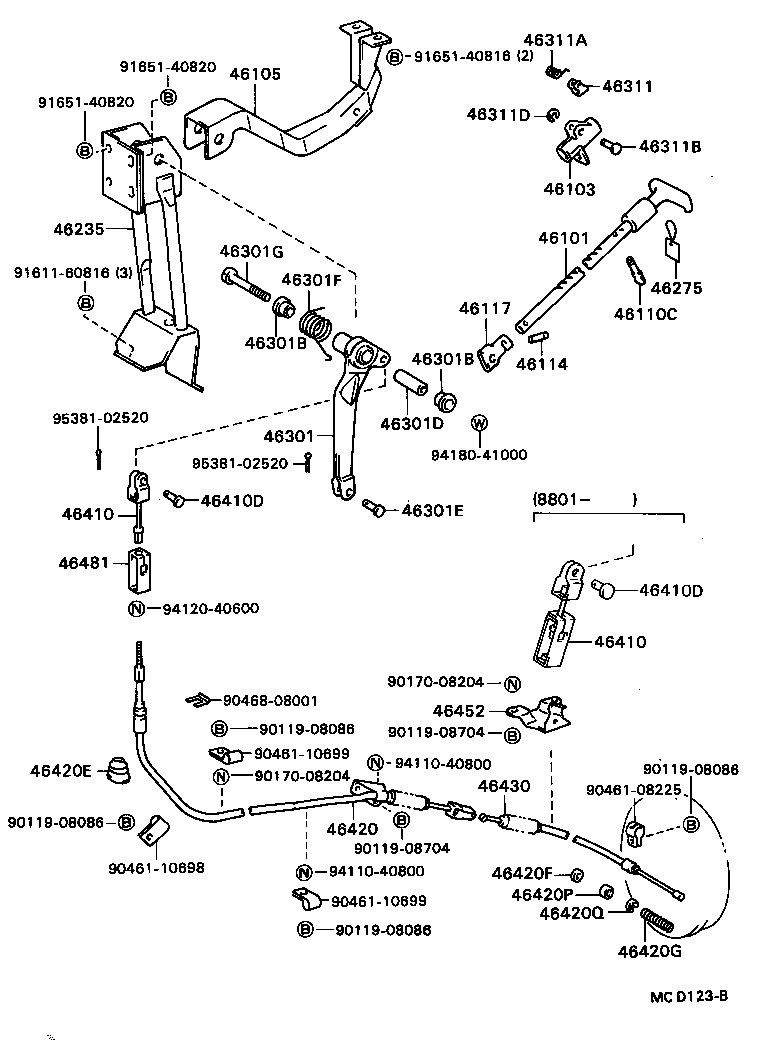 46105-36050 BRACKET SUB-ASSY, PARKING BRAKE PLANGER OR PEDAL product image