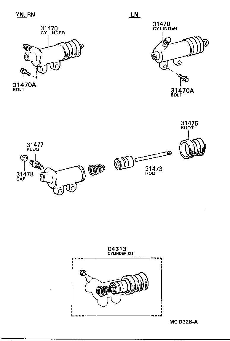 31470-26050 CYLINDER ASSY, CLUTCH RELEASE product image