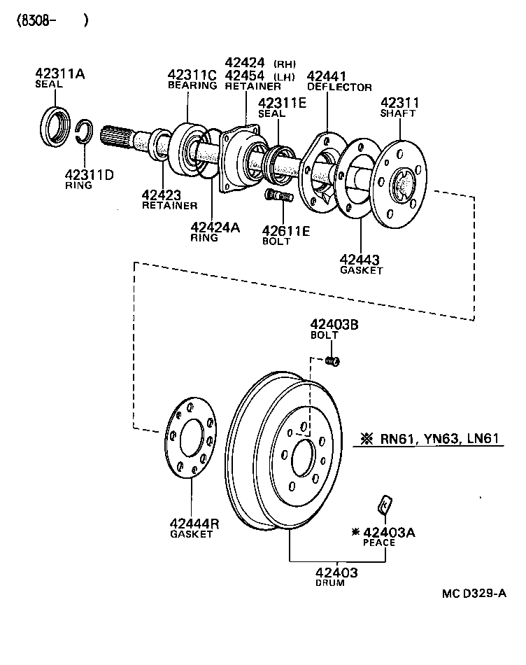 42311-35150 SHAFT, REAR AXLE product image