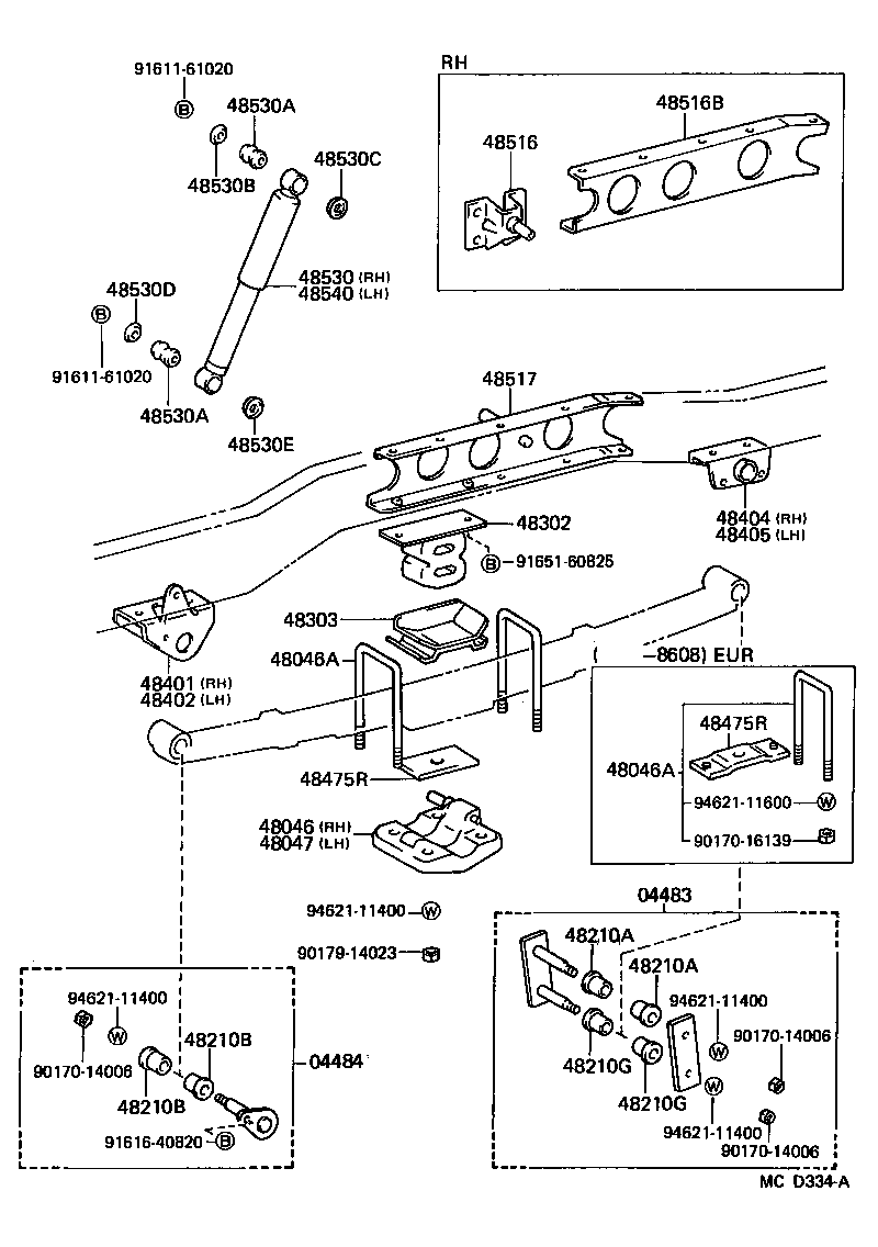 48414-25100 BRACKET SUB-ASSY, REAR SPRING, FRONT RH product image