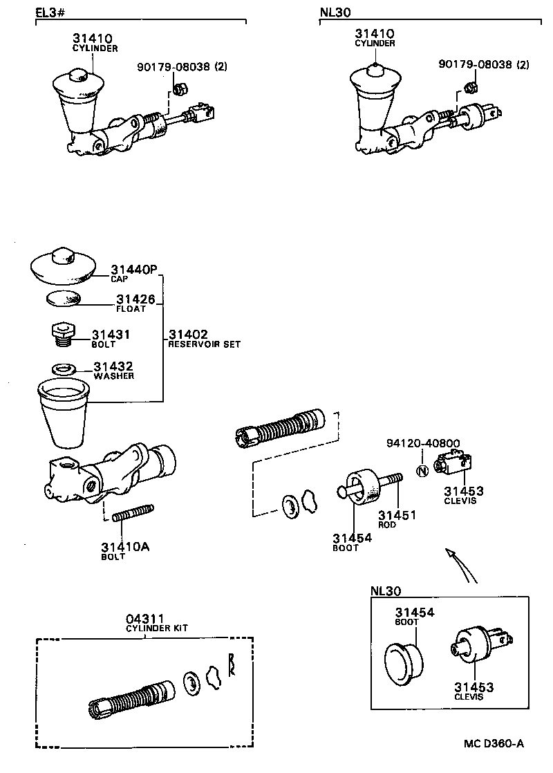 31410-16012 CYLINDER ASSY, CLUTCH MASTER product image