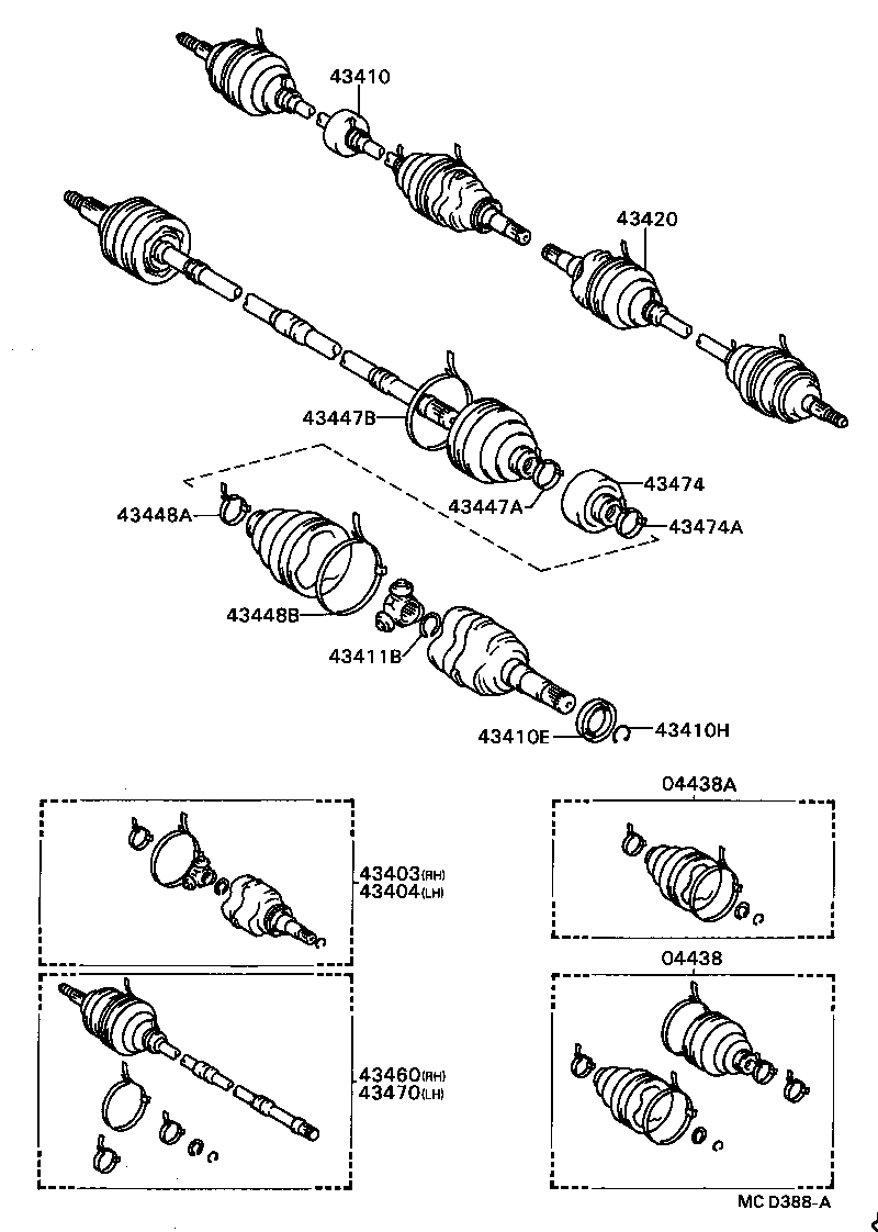 43410-16080 SHAFT ASSY, FRONT DRIVE, RH product image