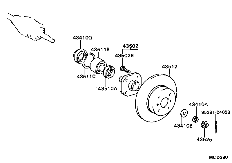 43502-16030 HUB SUB-ASSY, FRONT AXLE product image