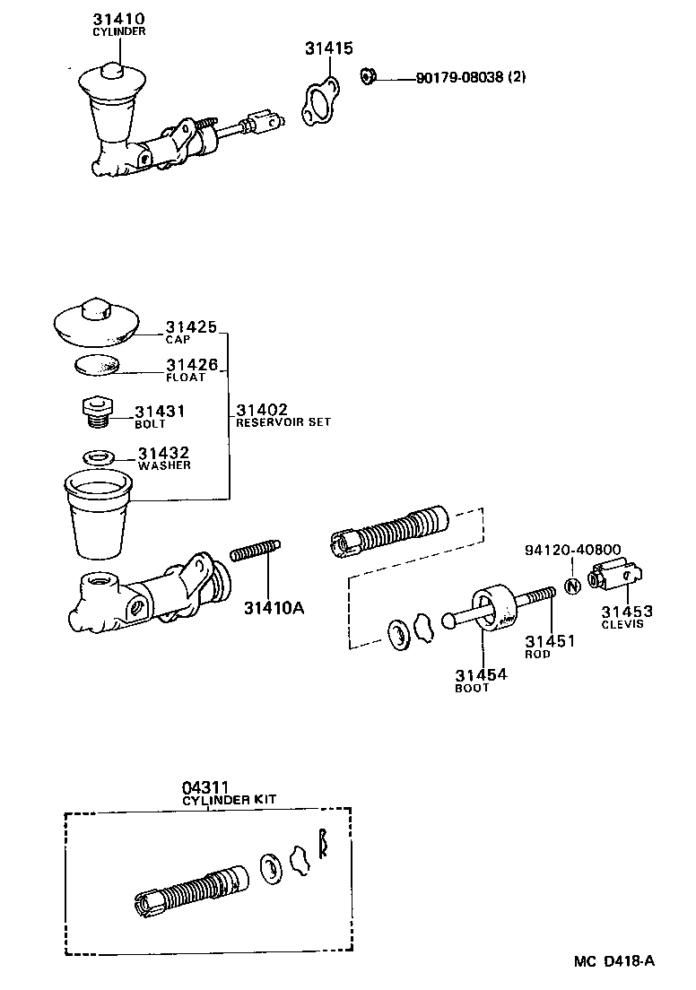 04311-32022 CYLINDER KIT, CLUTCH MASTER product image