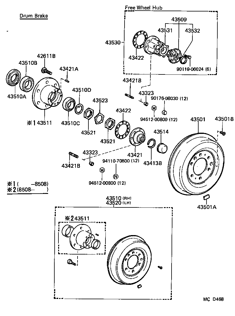 43530-69017 HUB ASSY, FREE WHEEL product image