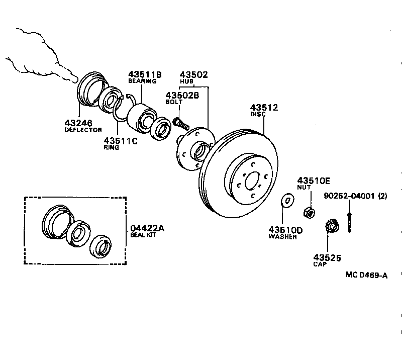 43502-20040 HUB SUB-ASSY, FRONT AXLE product image