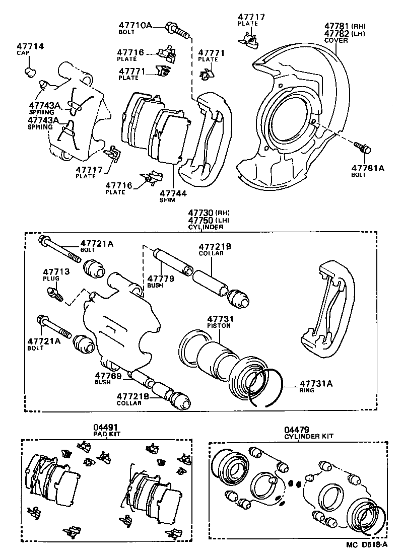 47730-02020 CYLINDER ASSY, FRONT DISC BRAKE, RH product image