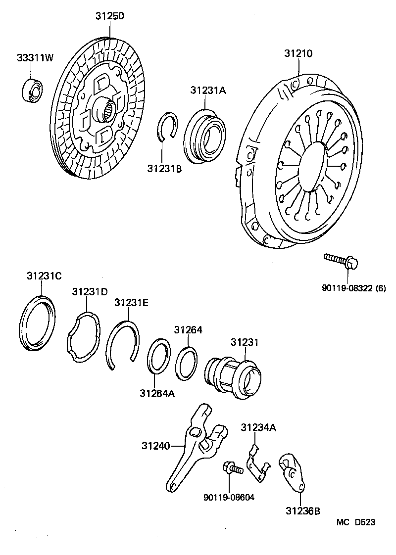 31232-14010 CLIP OR SPRING, RELEASE BEARING HUB product image