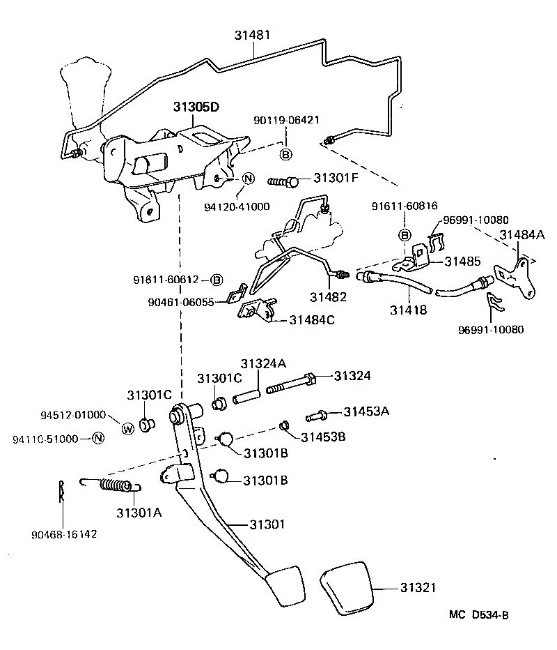 31301-32070 PEDAL SUB-ASSY, CLUTCH product image