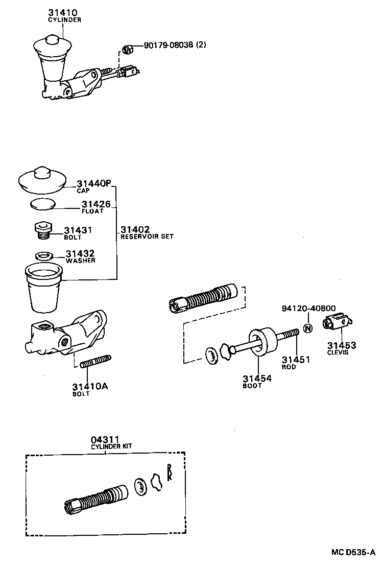 31410-32061 CYLINDER ASSY, CLUTCH MASTER product image