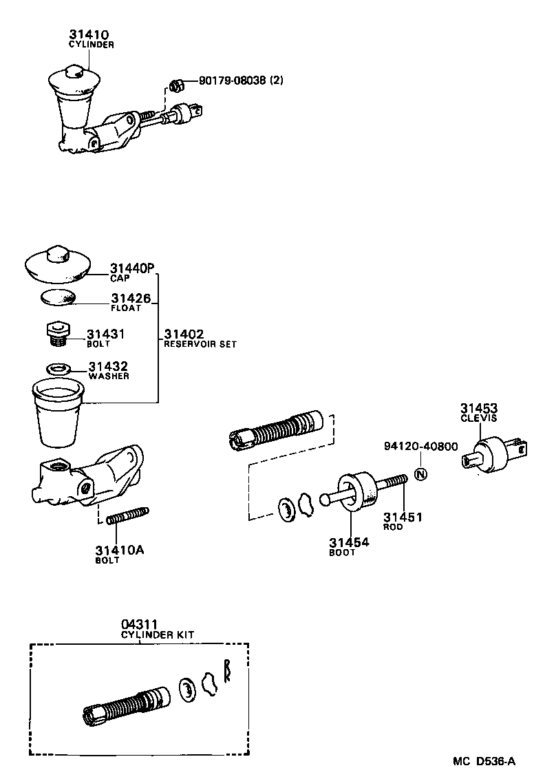 31410-32032 CYLINDER ASSY, CLUTCH MASTER product image