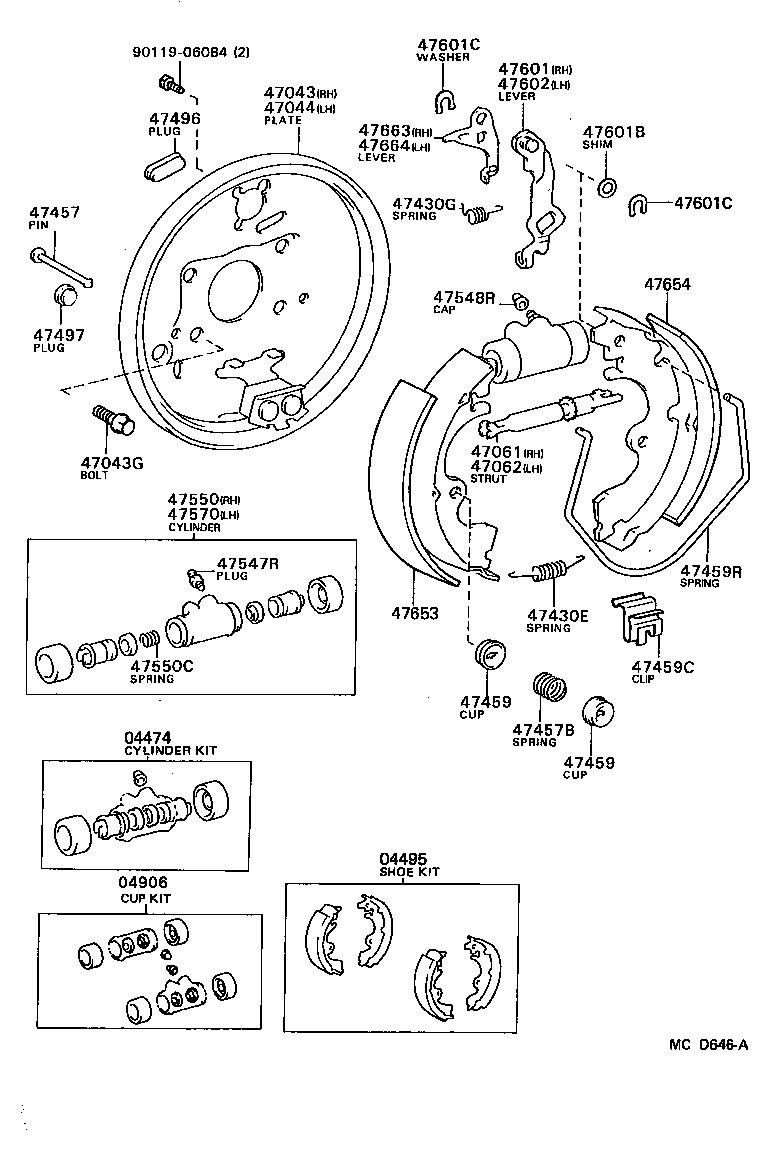 47062-16030 STRUT SET, PARKING BRAKE SHOE, LH product image