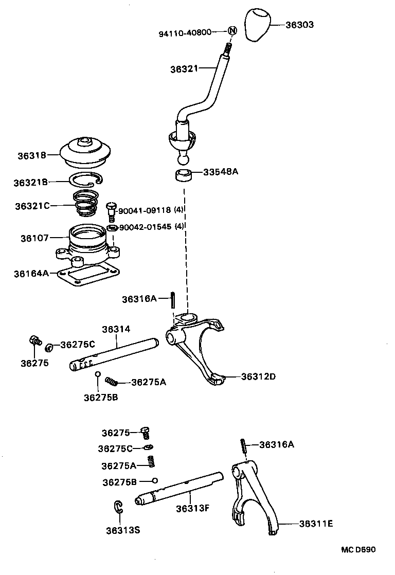 36314-87607 SHAFT, TRANSFER HIGH AND LOW SHIFT FORK product image