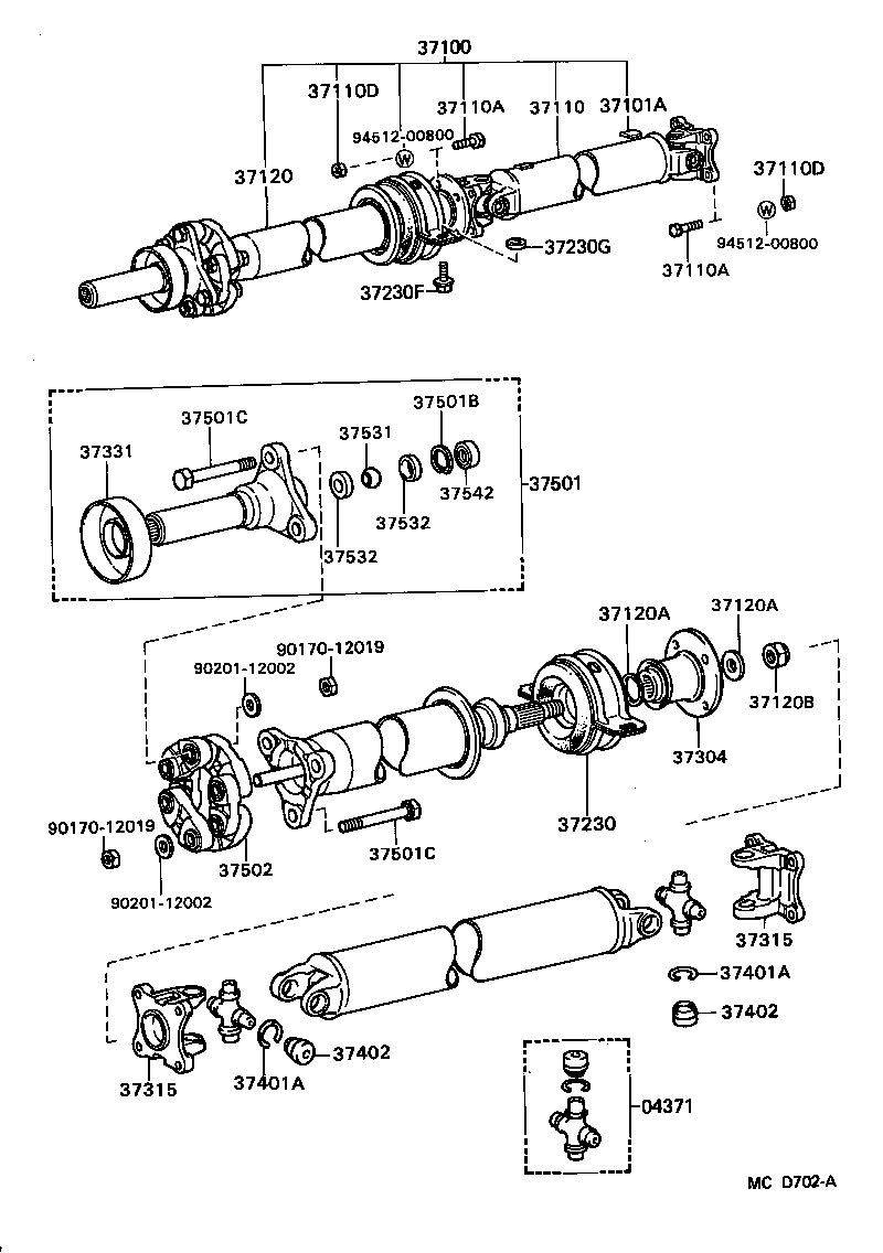 37100-22370 SHAFT ASSY, PROPELLER W/CENTER BEARING product image