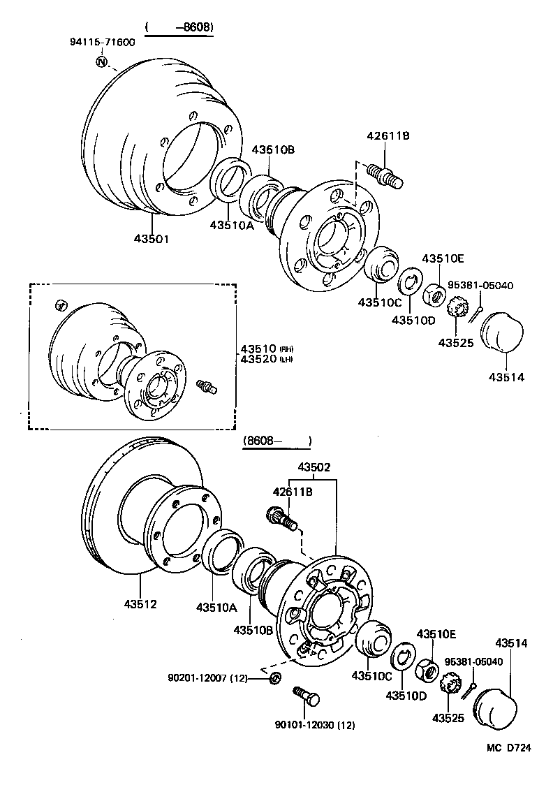 43510-25060 HUB AND BRAKE DRUM ASSY, FRONT AXLE, RH product image