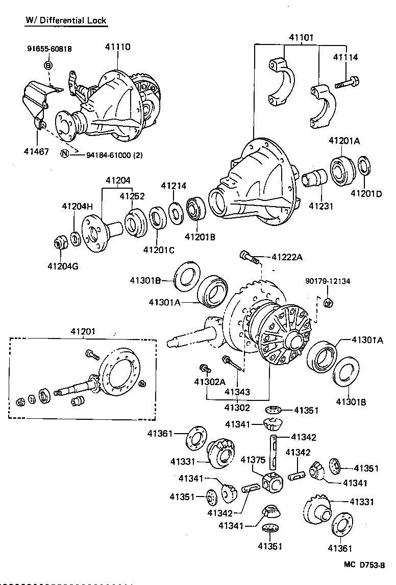 41101-60080 CARRIER SUB-ASSY, DIFFERENTIAL, REAR product image