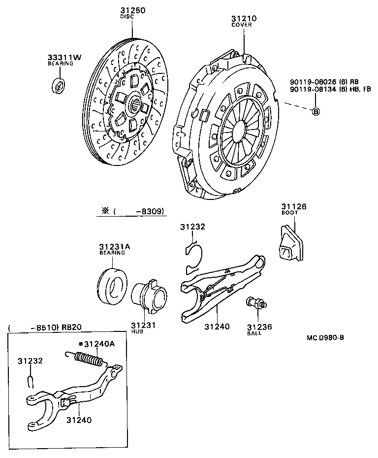 31230-36190 BEARING ASSY, CLUTCH RELEASE product image