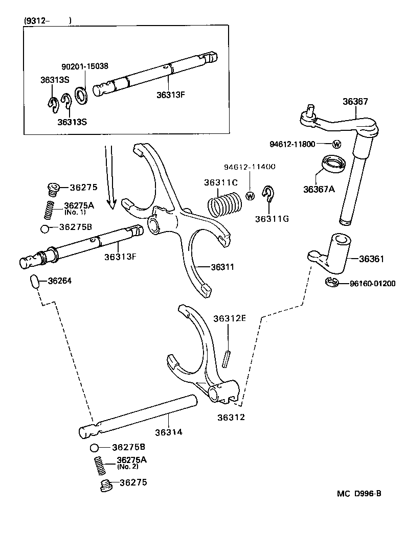 36301-25010 FORK, TRANSFER GEAR SHIFT, NO.1 product image