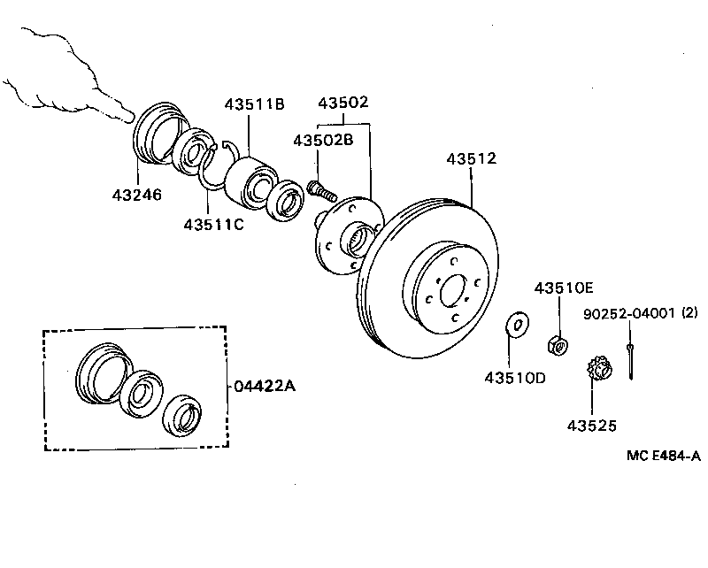 43502-32050 HUB SUB-ASSY, FRONT AXLE product image