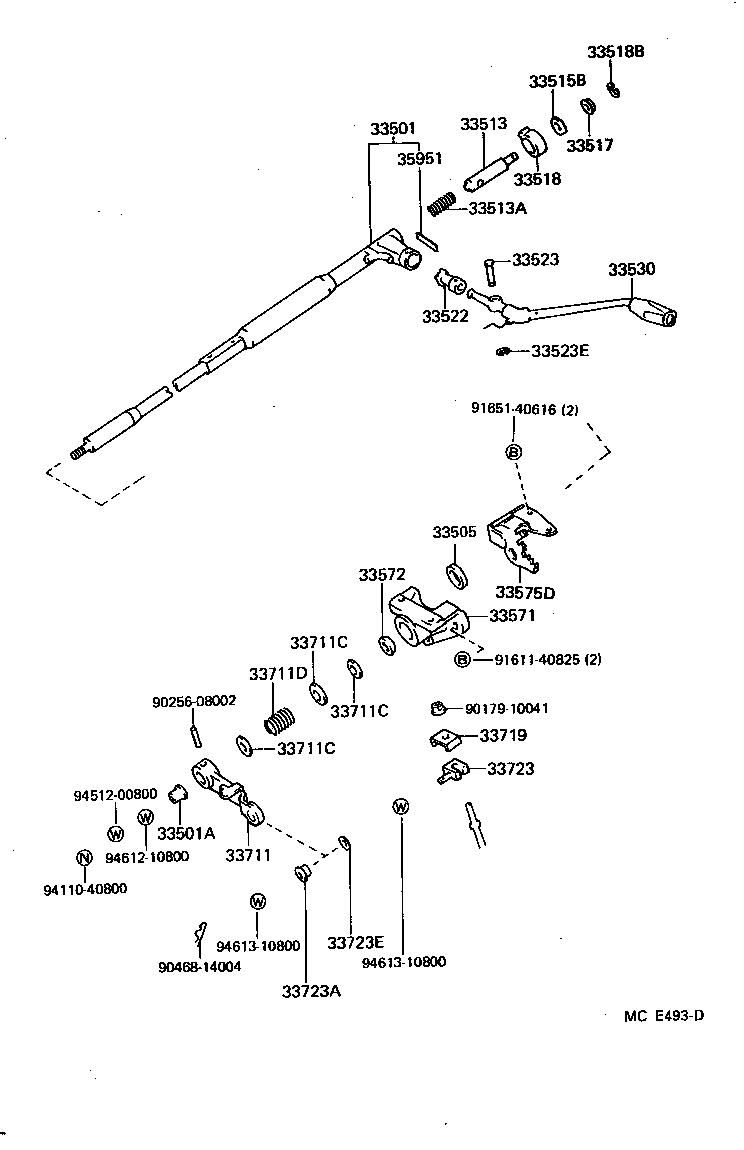 33501-30490 SHAFT SUB-ASSY, CONTROL (FOR COLUMN SHIFT) product image