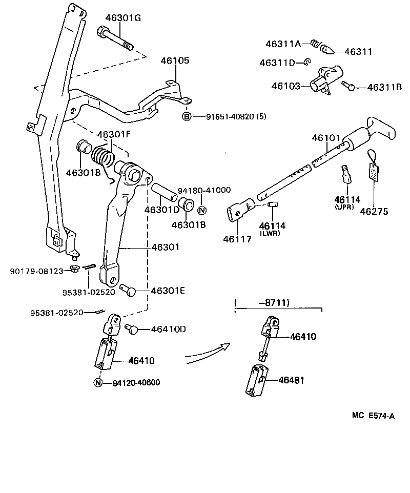 46410-25091 CABLE ASSY, PARKING BRAKE, NO.1 product image