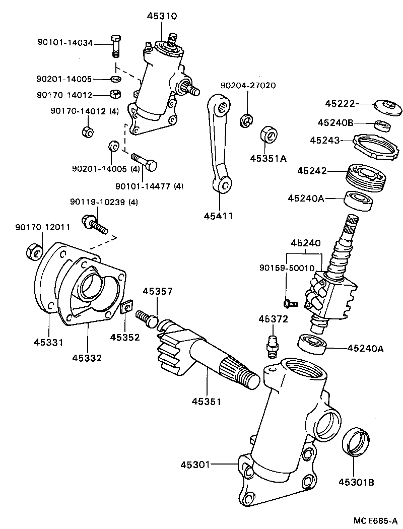 45045-39015 END SUB-ASSY, STEERING RELAY ROD, LH product image