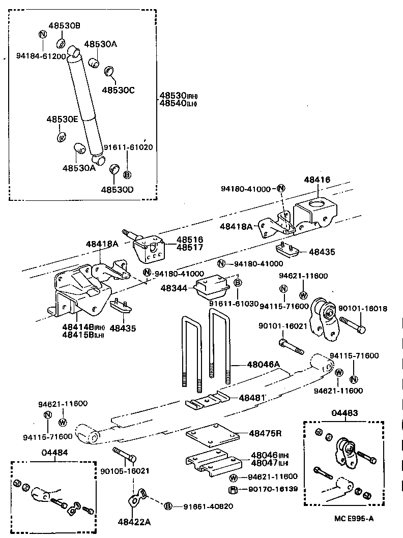 04484-36050 PIN KIT, REAR SPRING product image
