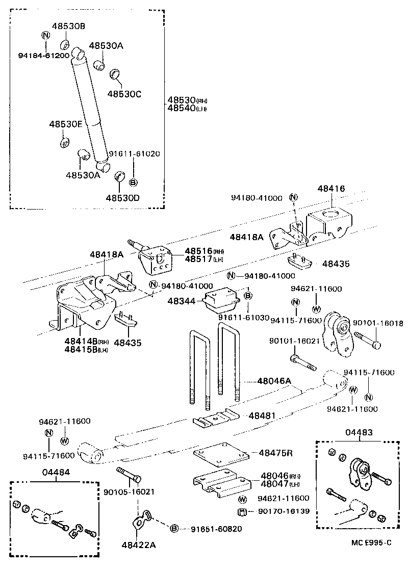 04484-36040 PIN KIT, REAR SPRING product image