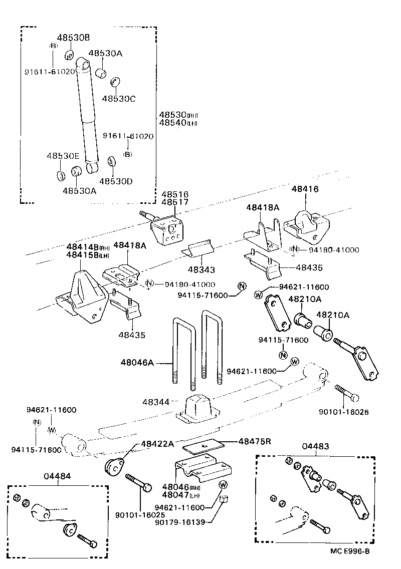 04484-36040 PIN KIT, REAR SPRING product image