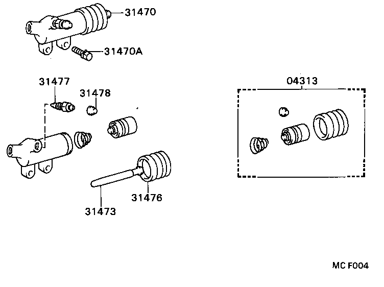 04313-36140 CYLINDER KIT, CLUTCH RELEASE product image