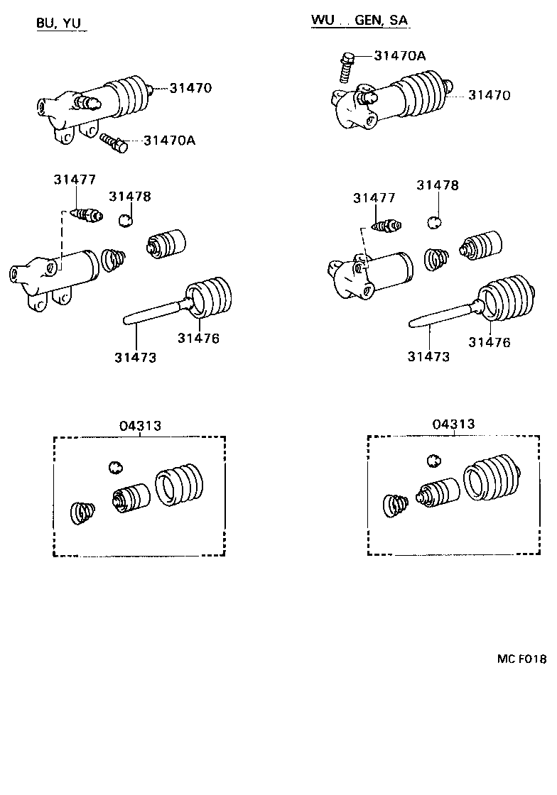 04313-35050 CYLINDER KIT, CLUTCH RELEASE product image